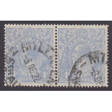 Australian    King George V    4d Blue   Single Crown WMK  Horizontal Pair Plate Variety 2R49-2R50...